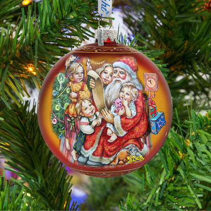 Santa Christmas List Glass Ornament by G. DeBrekht - 73370-2