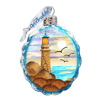 Flower Lighthouse Mercury Glass Ornament by G. DeBrekht - Coastal Holiday Décor - 777372-4