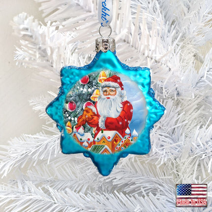 Santa Gingerbread House Mercury Glass Ornament by G. DeBrekht - Christmas Santa Snowman Decor - 773012-1