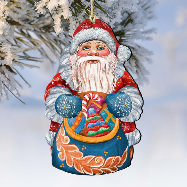 Birdie Santa Christmas Wooden Ornaments by G. DeBrekht - Christmas Santa Snowman Decor - 8117902-0