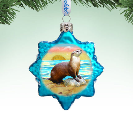 Sea Otter Mercury Glass Ornament by G. DeBrekht - Coastal Holiday Decor - 777377-0