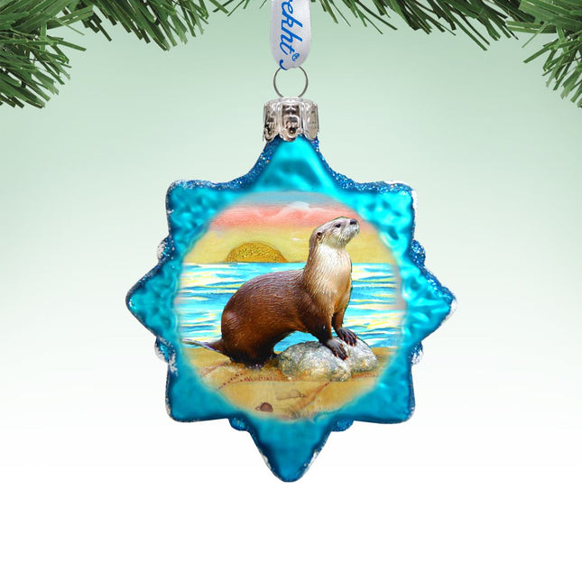 Sea Otter Mercury Glass Ornament by G. DeBrekht - Coastal Holiday Decor - 777377-0