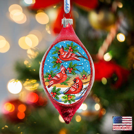 Cardinal Friends Drop Glass Ornament by G. DeBrekht - Christmas Décor - 757-037-2