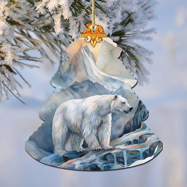 Frost Crest Polar Bear Tree Wooden Ornaments by G.Debrekht - Wildlife Holiday Decor - 870002-0
