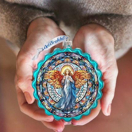 Love Harmony Angel Wreath Glass Ornament by G. Debrekht - Nativity Holiday Decor - 759-054-2