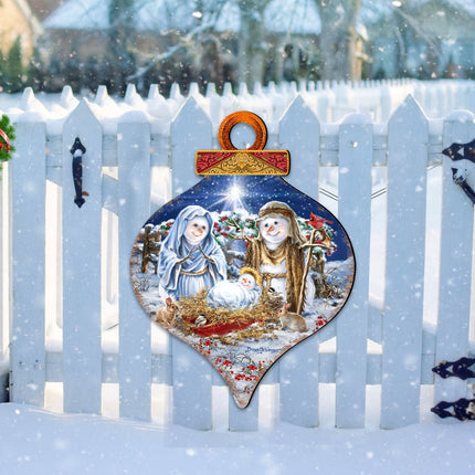 Snow Family Nativity Door Decor by D. Gelsinger - Christmas Santa Snowman Decor - 8031153H-DG-2