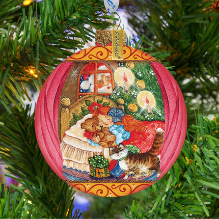 Night Before Christmas Glass Ornament by G. DeBrekht - Christmas Santa Snowman Decor - 73613-2