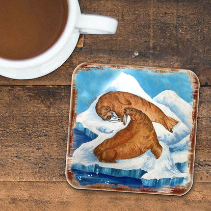 Sea Lions Wooden Cork Coasters Gift Set of 4 by Nature Wonders - Nature Wildlife Decor  - 95377C-S4-1