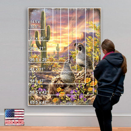 Quail Vista Art Wooden Wall Art by D. Gelsinger - Nature Wildlife Decor - 95654B-1623-2
