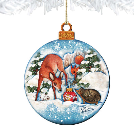 Forest Friends Ball Wooden Ornaments by G. DeBrekht - Wildlife Holiday Decor - 8173412-4