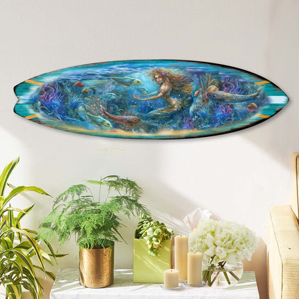 Mermaid Kingdom Surfboard Coastal Wall Art by G. DeBrekht - Coastal Holiday Decor - 8490115HS-1