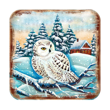 Owl Wooden Cork Coasters Gift Set of 4 by Nature Wonders - Nature Wildlife Decor  - 95213C-S4-3