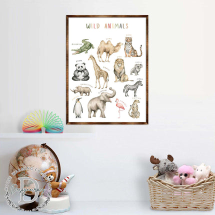 Wild Animals Kids Room Decor - Montessori Wooden Poster - Homeschool I Educational Poster - Classroom Decor - Playroom Art - 310219-3