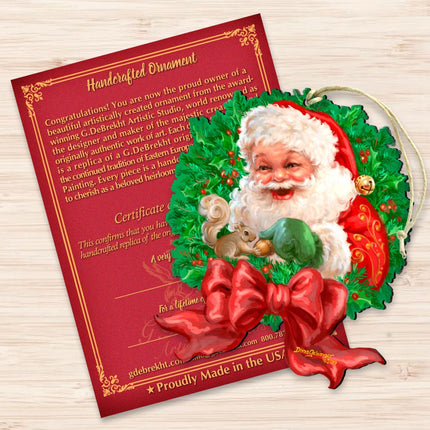 Wreath Santa Bow Wooden Ornaments by Gelsinger - Christmas Decor - 8161014-1309-2