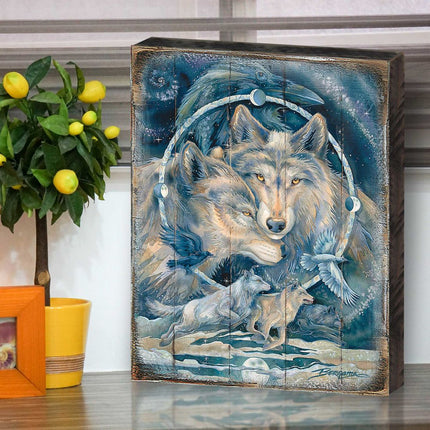 In Spirit I Am Free Wolves & Ravens Wooden Wall Art by J. Bergsma - Nature Wildlife Decor  - 8592723BP-JB-1