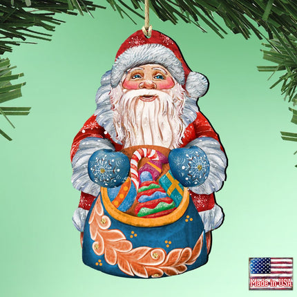 Birdie Santa Christmas Wooden Ornaments by G. DeBrekht - Christmas Santa Snowman Decor - 8117902-1