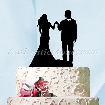 Wedding Cake Topper - Wedding Cake Topper Silhouette, Bride and Groom, Wedding decor, Wooden Cake Topper, Unpainted-0