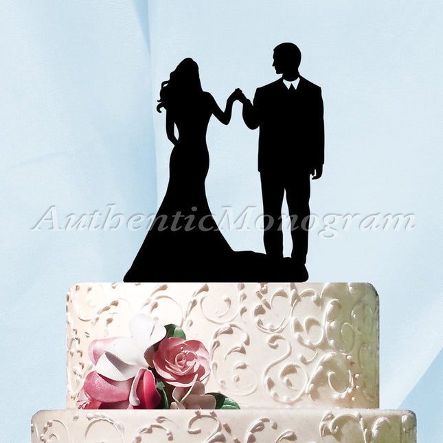 Wedding Cake Topper - Wedding Cake Topper Silhouette, Bride and Groom, Wedding decor, Wooden Cake Topper, Unpainted-0