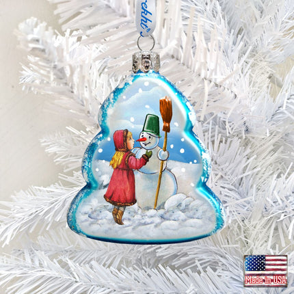 Playing Snowman Mercury Glass Ornament by G. DeBrekht - Christmas Santa Snowman Decor - 777386-1