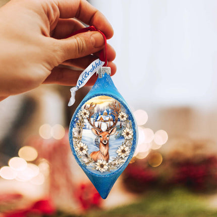 Majestic Forest Deer Drop Glass Ornament by G. Debrekht - Wildlife Holiday Decor - 757-047-3