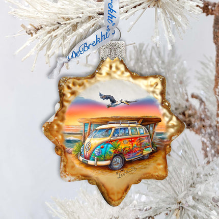 Nautical Christmas Decor - Beach Van Keepsake Glass Ornaments by G. Debrekht - Coastal Holiday Decor - 777395-2