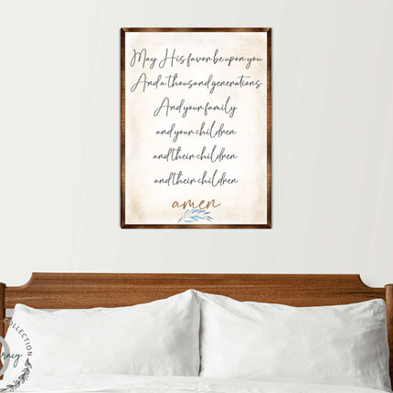 Blessing Quote Sign- May His Favor Be Upon You - Housewarming gift - Gift for newlyweds - Bible Verse scripts - Christian sign decor - Wedding gift - Blessing sign - Living room decor - 310353-2