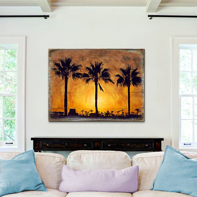 Spates Palm Trees in Sunset Wooden Wall Art by Nature Wonders - Nature Wildlife Decor  - 95275B-0