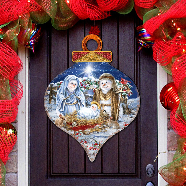 Snow Family Nativity Door Decor by D. Gelsinger - Christmas Santa Snowman Decor - 8031153H-DG-0