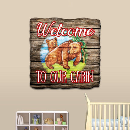 Welcome Cabin Bears Wall Door Hanger by G. DeBrekht - Wildlife Holiday Decor - 8114080H-1