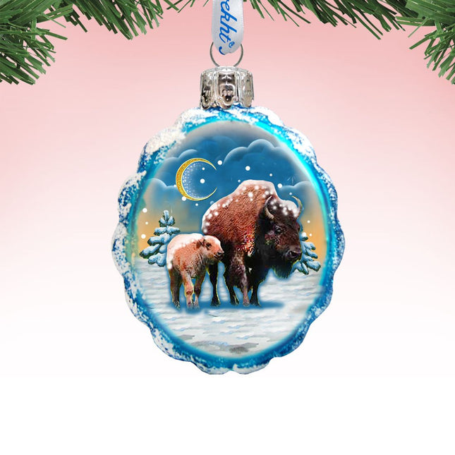 Buffalo Mercury Glass Ornament by G. DeBrekht - Wildlife Holiday Decor - 771024-0