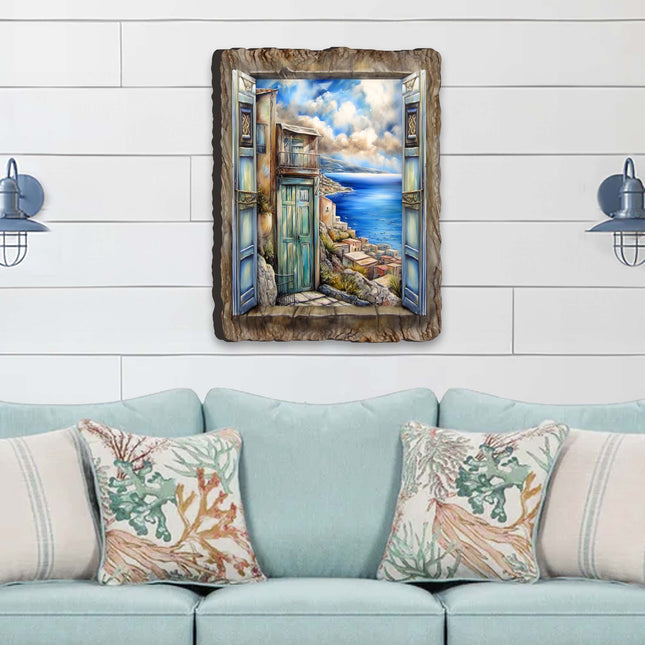 Coastal View Landscape Window Wall Art by G. DeBrekht Coastal Decor - 8492108W-0