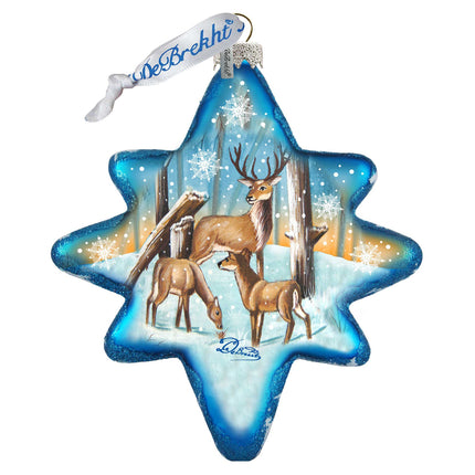 Reindeer North Star Glass Ornament by G. DeBrekht - Wildlife Holiday Decor - 755-080-1