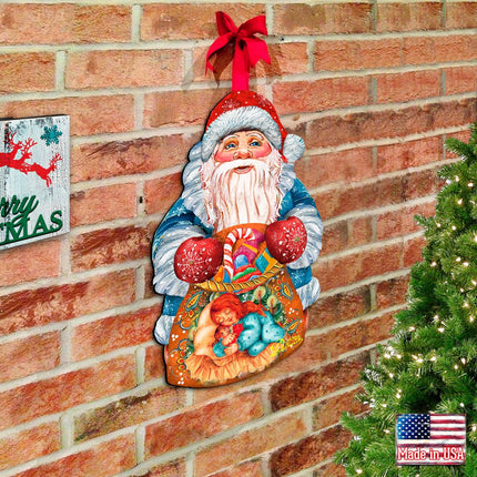 Gift Bag Santa Door Decor Door Decor by G. DeBrekht - Christmas Santa Snowman Decor - 8117901H-1