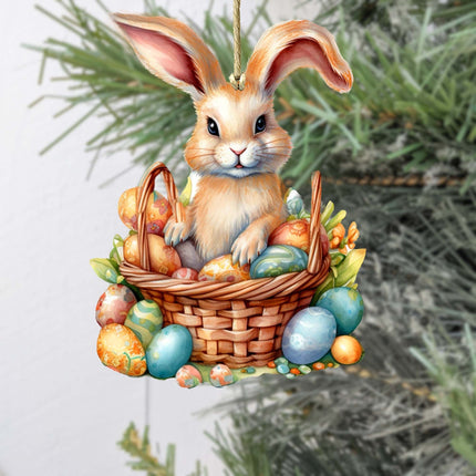 Easter Bunny Wooden Ornaments by G. DeBrekht Easter Spring Decor - 8652770-1