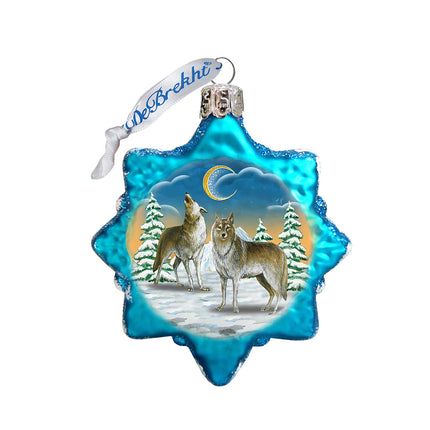 Wolves in The Winter Moon Mercury Glass Ornament by G. DeBrekht - Wildlife Holiday Decor - 771011-4