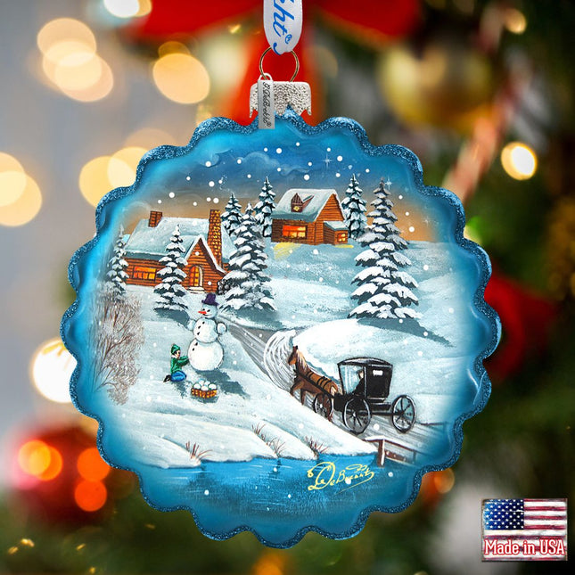 Vintage Village Wreath Glass Ornament by G. DeBrekht - Christmas Decor - 759-043-0
