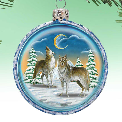 Wolves Glass Ornament by G. DeBrekht - Christmas Santa Snowman Decor - 759-011-3