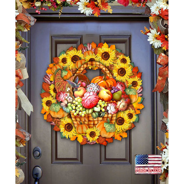 Thanksgiving Holiday Door Wreath by G. DeBrekht - Thanksgiving Halloween Decor - 8185305-5H-0