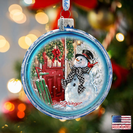 Happy Snowman Glass Ornament Set of 3 by D. Gelsinger - Christmas Santa Snowman Decor - 73743-S3-DG-2