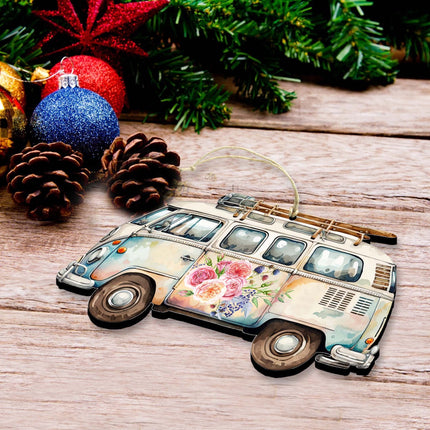 Surf Vans Decorative Wooden Ornaments Set of 3 by G. Debrekht - Coastal Decor - 8091040-S3-3