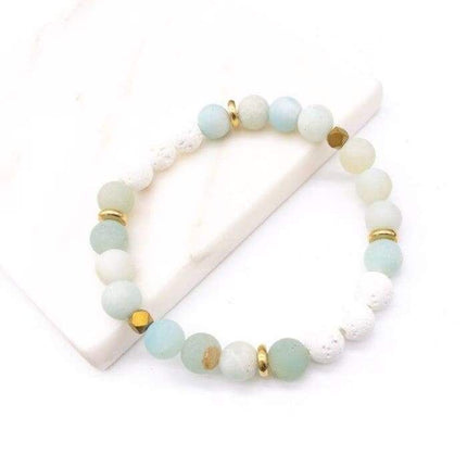 Amazonite Stone White Lava Stone Bracelet-0