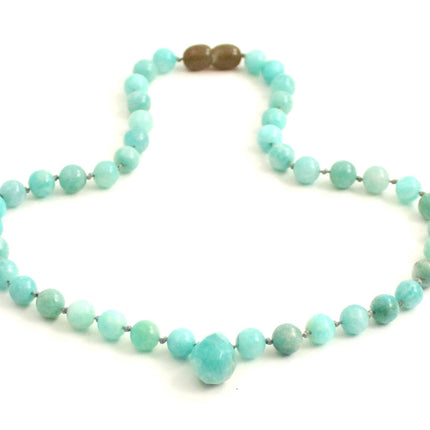 Amazonite Gemstone Knotted Green Necklace with Pendant-2