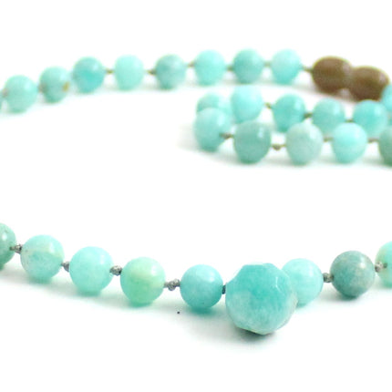 Amazonite Gemstone Knotted Green Necklace with Pendant-3