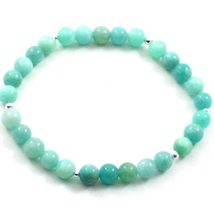Stretch Bracelets With Silver and Green Amazonite-0