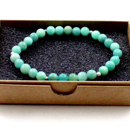 Stretch Bracelets With Silver and Green Amazonite-1