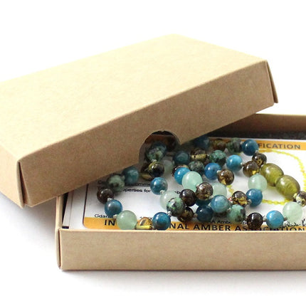 Amber Green Polished, Apatite, Aventurine and Turquoise Necklace-1