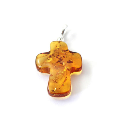 PCP-3 Amber Cross Cognac Pendant With Sterling Silver-3
