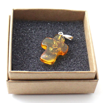 PCP-3 Amber Cross Cognac Pendant With Sterling Silver-1