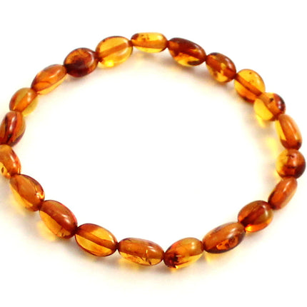 Amber Bean Baltic Cognac Stretch Bracelet-0