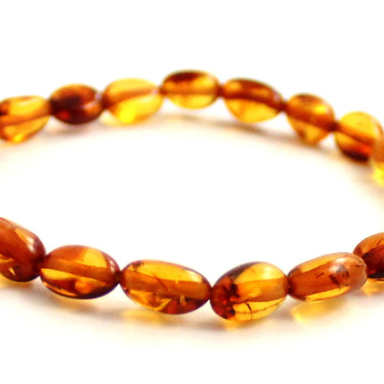 Amber Bean Baltic Cognac Stretch Bracelet-2
